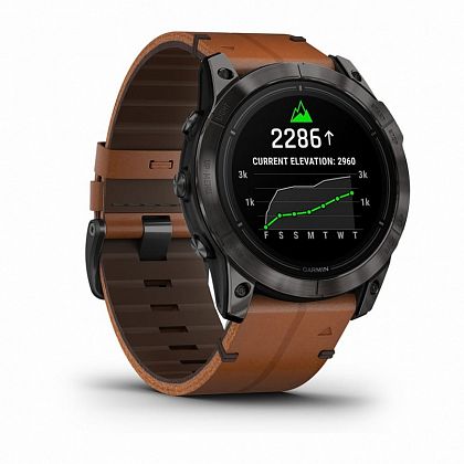 картинка Garmin Epix Pro (Gen 2), Sapphire, 51 мм, цвет корпуса угольно-серый, ремешок коричневый кожаный от маркетплейса TEMA.shop 4
