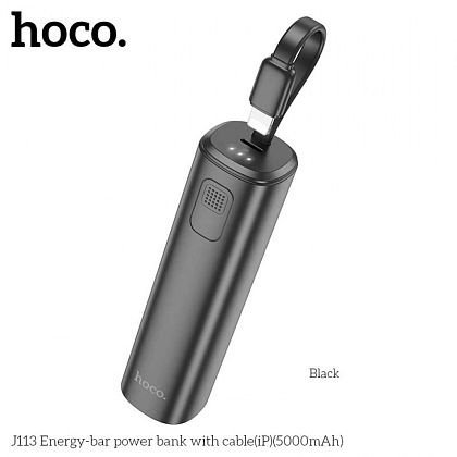 картинка Hoco J113 5000mAh Energy-bar Power Bank with cable iP, черный от маркетплейса TEMA.shop 1