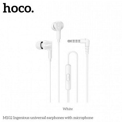 картинка Hoco M102 Ingenious Universal Earphones with mic, белый от маркетплейса TEMA.shop 1