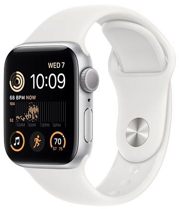 картинка Apple Watch SE 2022, 40 мм, корпус серебристого цвета, ремешок белого цвета, размер M/L от маркетплейса TEMA.shop 1