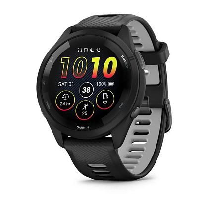 картинка Garmin Forerunner 265, 45 мм, цвет корпуса черный с ремешком черно-серого цвета от маркетплейса TEMA.shop 1