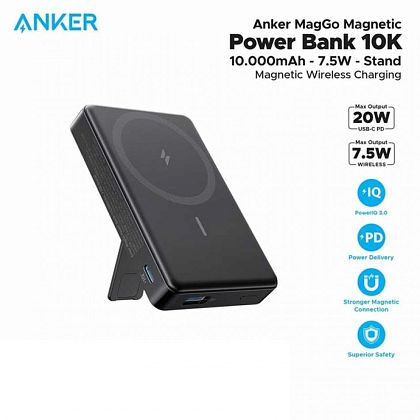 картинка Anker MagGo Power Bank 10000mAh, 7.5W, Stand, PD20W, QC18W (A1652), черный от маркетплейса TEMA.shop 4