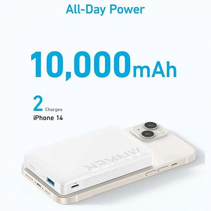 картинка Anker 334 MagGo Battery (PowerCore 10k) Power Bank, Qi 7.5W, PD20W, QC18W, белый от маркетплейса TEMA.shop 5