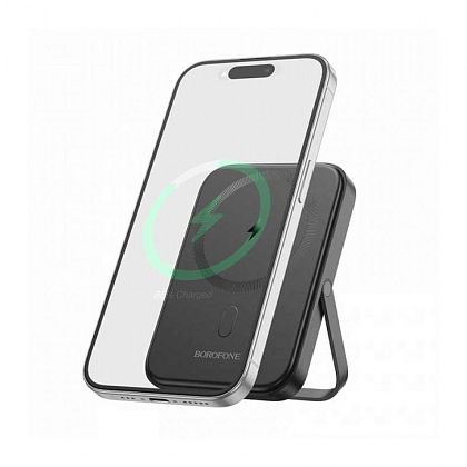 картинка Borofone BJ51 Kody PD20W magnetic wireless power bank 5000mAh with stand, черный от маркетплейса TEMA.shop 2