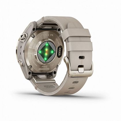 картинка Garmin Fenix 7S Pro Sapphire Solar, 42 мм, золотистый корпус, кожаный ремешок цвета известняка от маркетплейса TEMA.shop 8