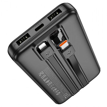 картинка HOCO J118 10000mAh Speed Energy Power Bank, build-in C&L cables, черный от маркетплейса TEMA.shop 4