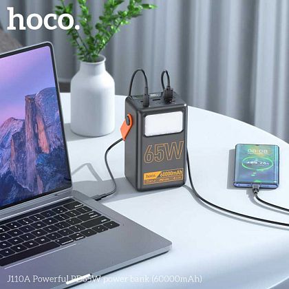 картинка Hoco J110A 60000mAh PD65W Powerful Power Bank, 3xU+2xC, QC+PD, SCP 22.5W, LED, черный от маркетплейса TEMA.shop 4