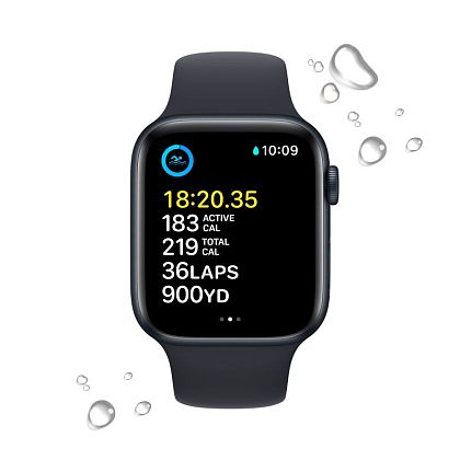 картинка Apple Watch SE 2022, 44 мм, цвет корпуса темная ночь, ремешок цвета темная ночь, размер S/M от маркетплейса TEMA.shop 3