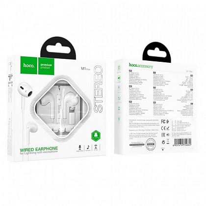 картинка Hoco M1 Max crystal earphones for iP with mic, с lightning разъемом, белый от маркетплейса TEMA.shop 9
