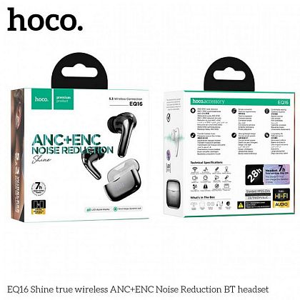 картинка Hoco EQ16 Shine true Wireless ANC+ENC BT5.3 Headset, 7h (28h), черный от маркетплейса TEMA.shop 2