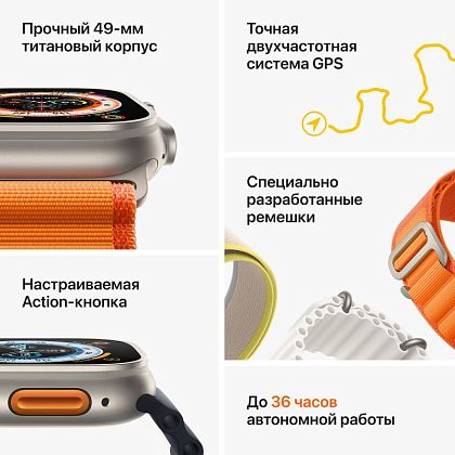 картинка Apple Watch Ultra GPS + Cellular, 49 мм, корпус из титана, ремешок серо-черного цвета, размер M/L от маркетплейса TEMA.shop 7