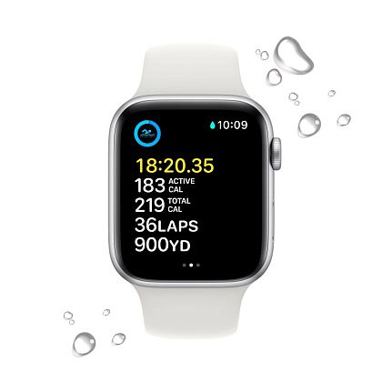картинка Apple Watch SE 2022, 44 мм, корпус серебристого цвета, ремешок белого цвета, размер S/M от маркетплейса TEMA.shop 3