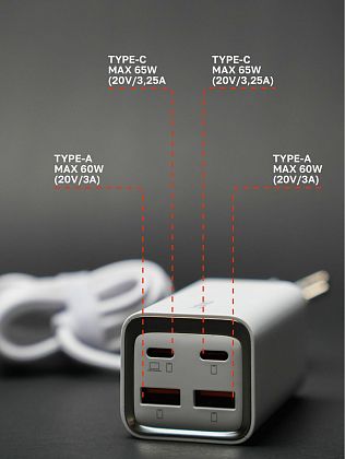 картинка Сетевое зарядное устройство LDNIO 65W GaN для iPhone и Android от маркетплейса TEMA.shop 5