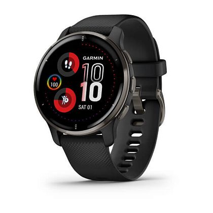 картинка Garmin Venu 2 Plus, 43 мм, корпус и ремешок черного цвета, серый безель от маркетплейса TEMA.shop 1
