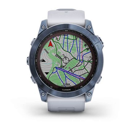 картинка Garmin Fenix 7X Sapphire Solar, 51 мм, цвет корпуса синий, ремешок белого цвета от маркетплейса TEMA.shop 3