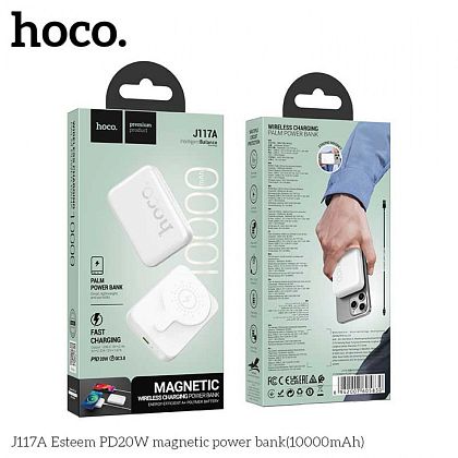 картинка Hoco J117A 10000mAh Esteern PD20W Magnetic Wireless Charging Power Bank, белый от маркетплейса TEMA.shop 4