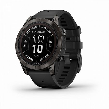картинка Garmin Fenix 7 Pro Sapphire Solar, 47 мм, цвет корпуса угольно-серый с черным ремешком от маркетплейса TEMA.shop 1