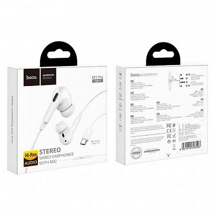 картинка Hoco M101 Max Cristal Grace Type-C Earphones, 1.2m, белый от маркетплейса TEMA.shop 2
