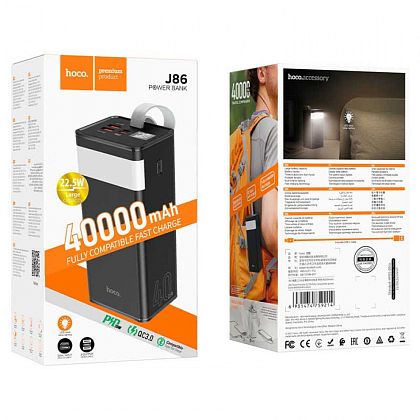 картинка Hoco J86 40000mAh PowerMaster Power Bank, 2xU+C, QC+PD, SCP 22.5W, LED, черный от маркетплейса TEMA.shop 5
