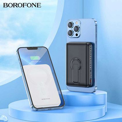 картинка Borofone BJ47 Quick PD20W Magnetic Wireless Power Bank 10000mAh, с подставкой, черный от маркетплейса TEMA.shop 4