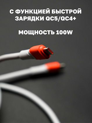 картинка Кабель зарядки Type-C на Type-C, 2м, 100W, серый от маркетплейса TEMA.shop 2