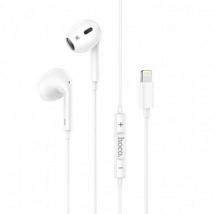 картинка Hoco M1 Max crystal earphones for iP with mic, с lightning разъемом, белый от маркетплейса TEMA.shop 1