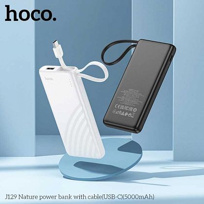 картинка Hoco J129 5000mAh Nature Power Bank, 2A, build-in USB-C cables, черный от маркетплейса TEMA.shop 4
