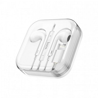 картинка Hoco M1 Max crystal earphones for iP with mic, с lightning разъемом, белый от маркетплейса TEMA.shop 2