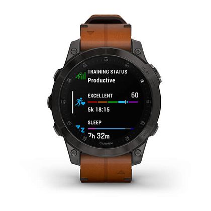 картинка Garmin Epix Pro (Gen 2) Sapphire, 47 мм, корпус титановый, ремешок коричневый кожаный от маркетплейса TEMA.shop 2