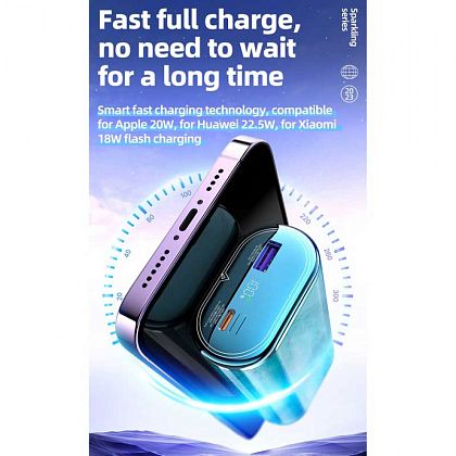 картинка AceFast M3 Sparkling series 22.5W Power Bank 10000 mAh, USB-C PD20W + USB 22.5W, LED display, желтый от маркетплейса TEMA.shop 4