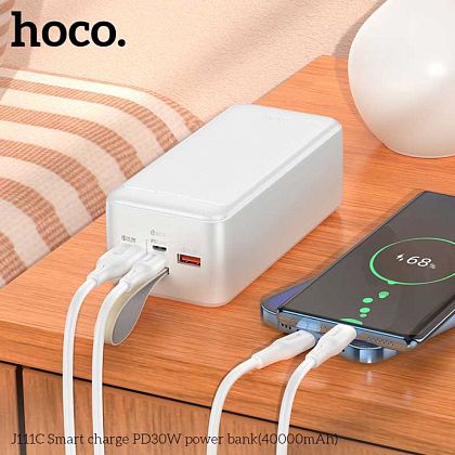картинка Hoco J111C 40000mAh Smart Charge PD30W+QC3.0+HW22.5W Power Bank, белый от маркетплейса TEMA.shop 3