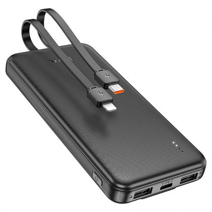 картинка HOCO J118 10000mAh Speed Energy Power Bank, build-in C&L cables, черный от маркетплейса TEMA.shop 3