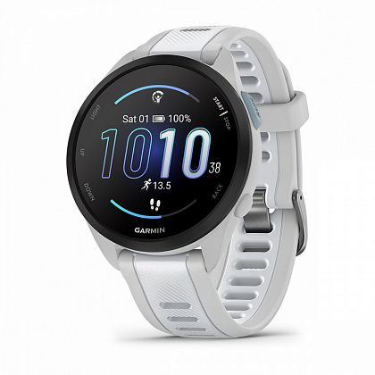 картинка Garmin Forerunner 165 Music, 43 мм, цвет корпуса белый с серым ремешком от маркетплейса TEMA.shop 1