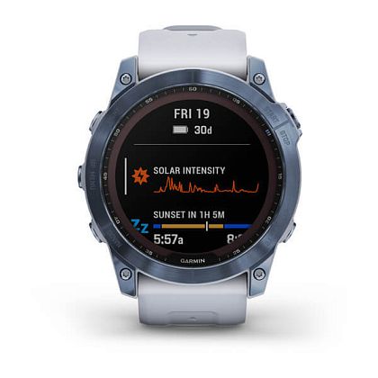 картинка Garmin Fenix 7X Sapphire Solar, 51 мм, цвет корпуса синий, ремешок белого цвета от маркетплейса TEMA.shop 2