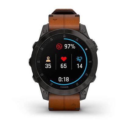картинка Garmin Epix Pro (Gen 2) Sapphire, 47 мм, корпус титановый, ремешок коричневый кожаный от маркетплейса TEMA.shop 5