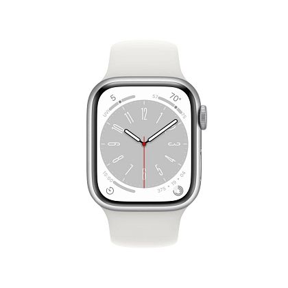 картинка Apple Watch Series 8, 41 мм, корпус серебристого цвета, ремешок белого цвета, размер S/M от маркетплейса TEMA.shop 4